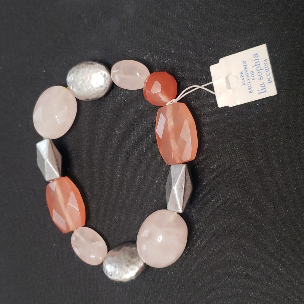 Lia Sophia - Pink Jadeite Stones With Assort Beads. NWT